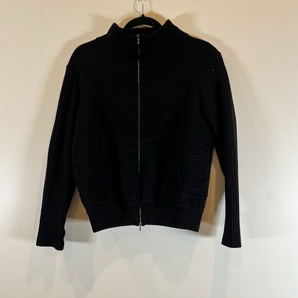 Annette Gortz Women's Full Zip Merino Wool Black Sweater M - Picture 1 of 14